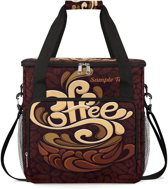 Funny Coffee Coffee Maker Carring Bag Coffee Cafe Travel Carrying Storage Tote Bag Compatible with Keurig K-Mini or K-Mini Plus Portable Single Serve Coffee Brewer Case with Pockets for K-cup Pods