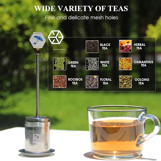 Tea Filter-Upgraded Extremely Extra Fine Mesh Filter 304 Stainless Steel Premium Reusable Loose Leaf Tea Strainer Infuser with Drip Tray (Small)