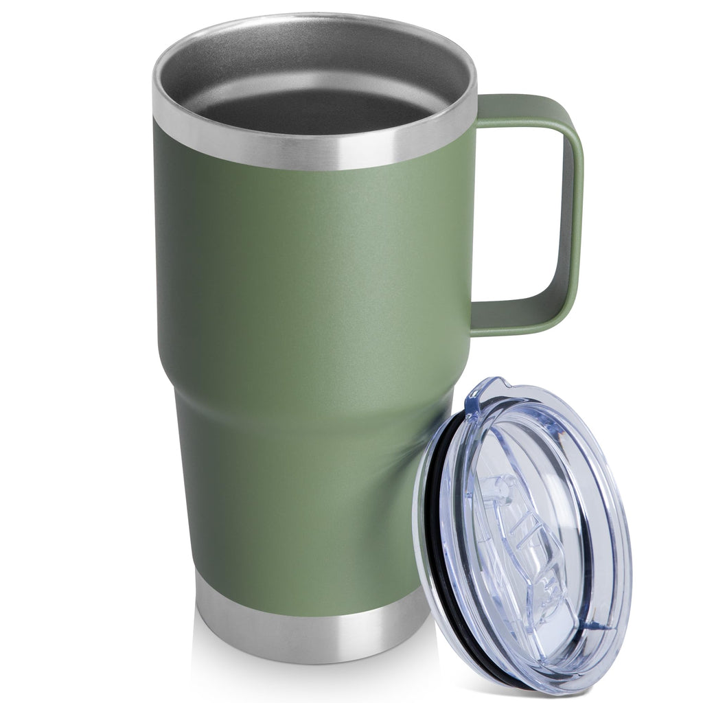 20oz Tumbler with Lid, Stainless Steel Tumbler with Handle, Metal Insulated Travel Coffee Mug with Handle, Double Wall Vacuum Spill Proof Tumbler Cup, Amy Green 1 Pack