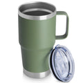 20oz Tumbler with Lid, Stainless Steel Tumbler with Handle, Metal Insulated Travel Coffee Mug with Handle, Double Wall Vacuum Spill Proof Tumbler Cup, Amy Green 1 Pack