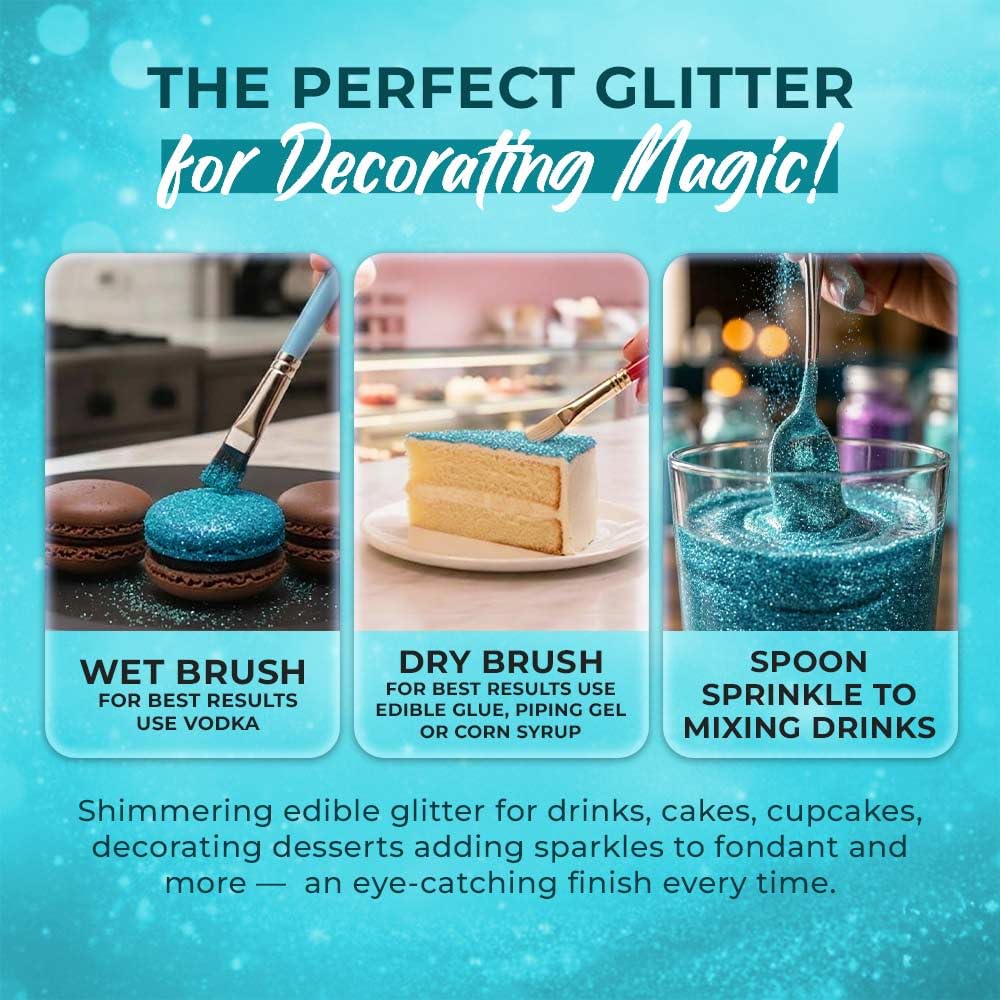 Bulk 20g Light Blue Edible Glitter for Drinks | Premium Edible Glitter for Cakes, Cocktails, Light Blue Cake Decorating Decorations Food Grade, Vegan, Kosher, Halal, Gluten Free - Made in USA