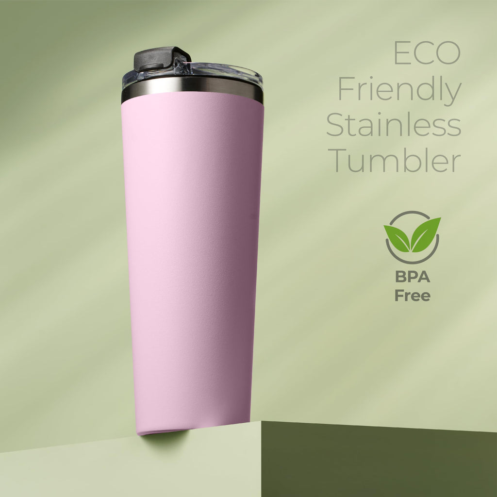 SipX™ 22 oz Insulated Coffee Tumbler with Leakproof Lid – Stainless Steel, Vacuum Insulated – Keeps Drinks Hot or Cold for Hours – Cupholder Friendly Travel Mug – Pink