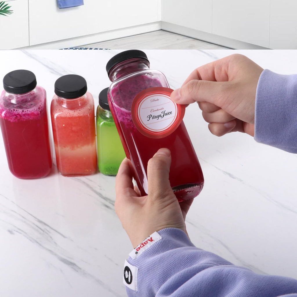 8 oz 3 Pack Glass Juice Bottles with Lids, Drinking Jars for Juicing