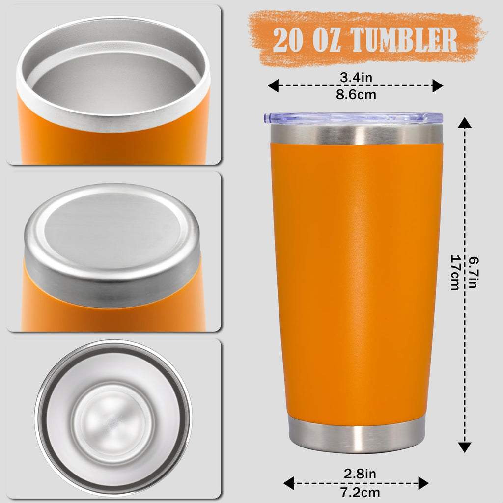 20oz Tumbler Insulated Coffee Tumblers with Lid Stainless Steel Orange 4P