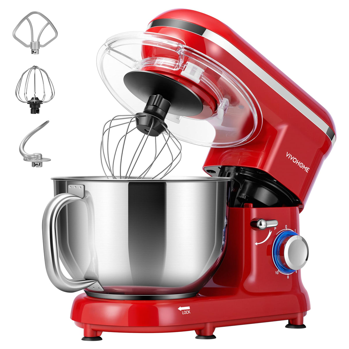 VIVOHOME Stand Mixer, 6-Quart Tilt-Head Kitchen Mixer with Bowl, Blue