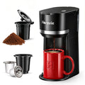 Horavie Small Single Serve Coffee Maker for K Cup and Grounds, Fast Brew One Cup Coffee Machine with One Button, 6 to 12 oz. Brew Sizes, Perfect for Home and Travel, Black