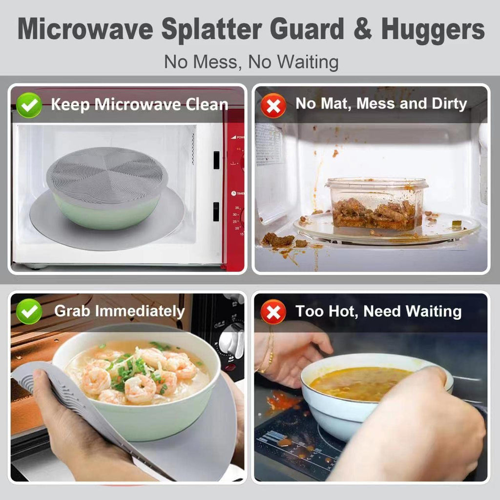 Pack 2,KooMall 12 10 8 Inch Multi-use Microwave Mat, Trivet, Pot Holders, Drying, Baking, Place Mat, Utensils Rest, Silicone Cover Pad for Hot Pot Pan,Plates Dishes Kitchen Counter,Heat Resistant,Gray