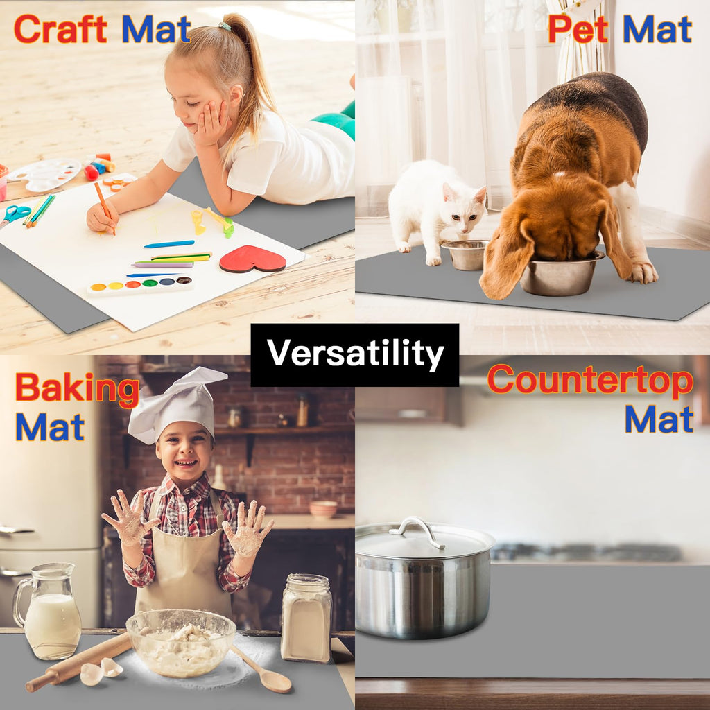 Silicone Mats for Kitchen Counter, 47.3"x23.6"x0.08" Largest Heat Resistant Mat Kitchen Island Waterproof 2MM Thick Countertop Protector Mat Nons-slip Extra Large Counter Mat (Black)