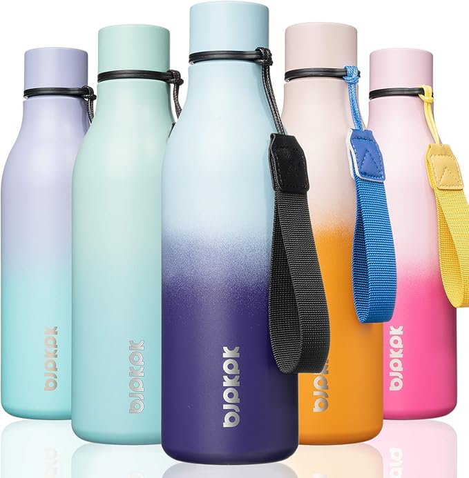 BJPKPK 18oz Insulated Water Bottle, Stainless Steel Bottle with Carry Strap