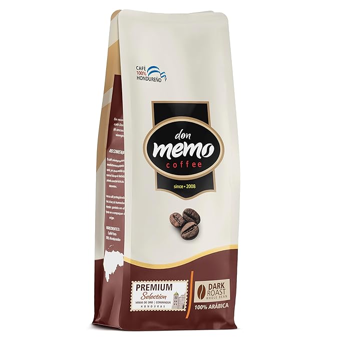 Don Memo Honduras Single-Origin Dark Roast Coffee Beans – Low Acid, Shade-Grown Arabica (Whole Bean, 12 oz) – Sustainably Farmed