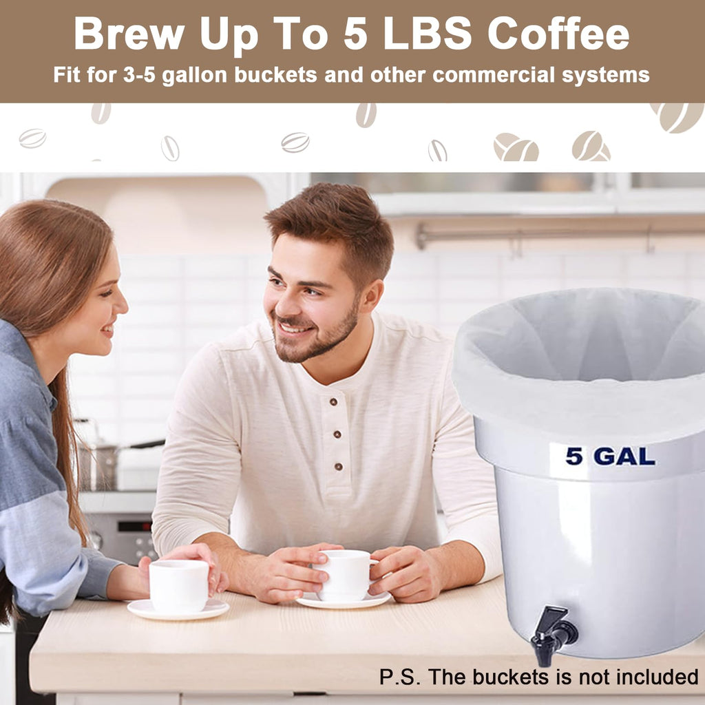 YURICK 50 Pack Commercial Cold Brew Coffee Filters for 5 Gallon Buckets, 20" X 20" Commercial Cold Brew Bags for Commercial Model Cold Brew Coffee Makers, Brew Up To 5 LBS Coffee