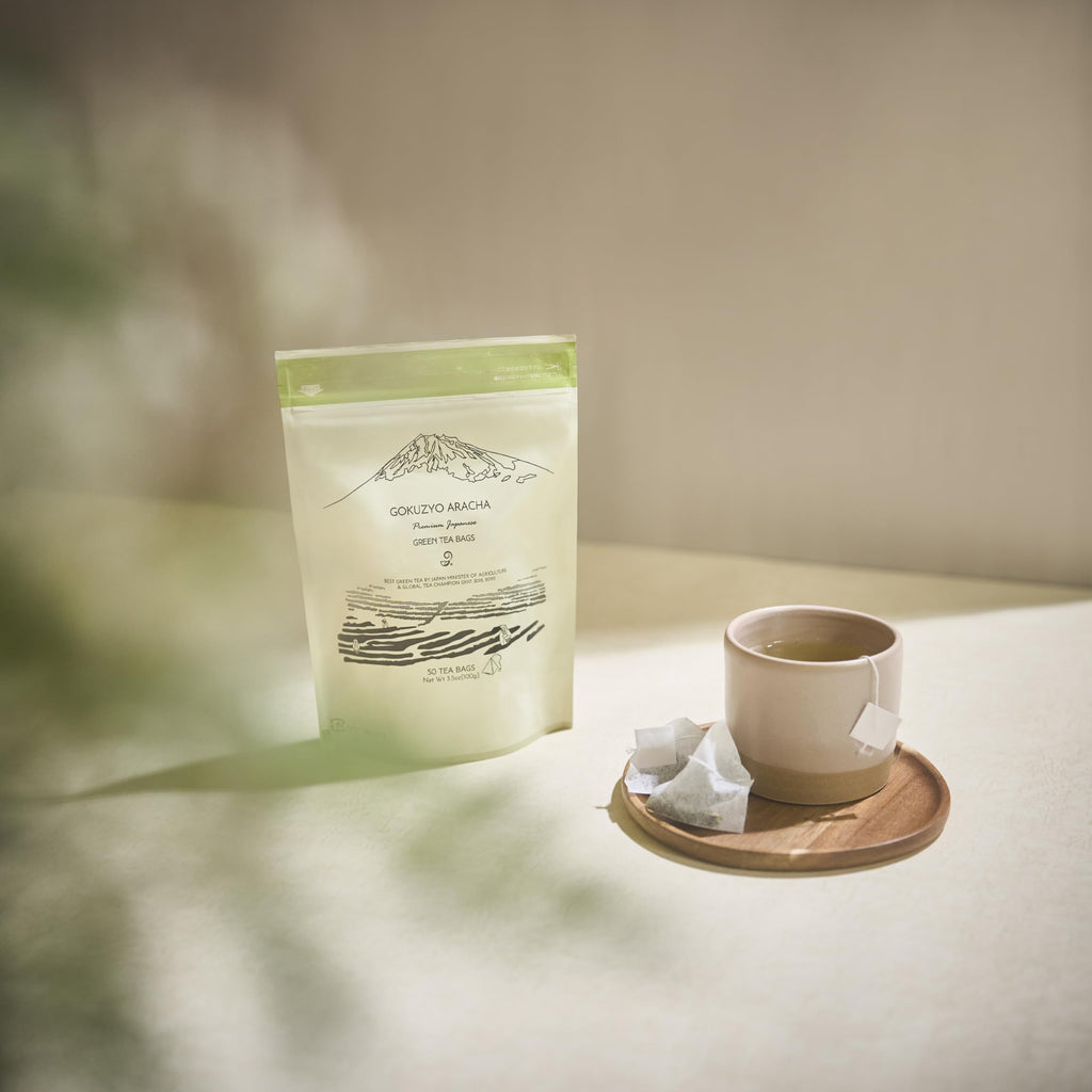 Japanese Green Tea Co. Aracha Gokuzyo Japanese Green Tea Bags – (Pack Of 50) Soilon Pyramid Tea Bags – Premium Loose-Leaf Green Tea, Rich Aroma & Flavor, Hot or Cold Brew