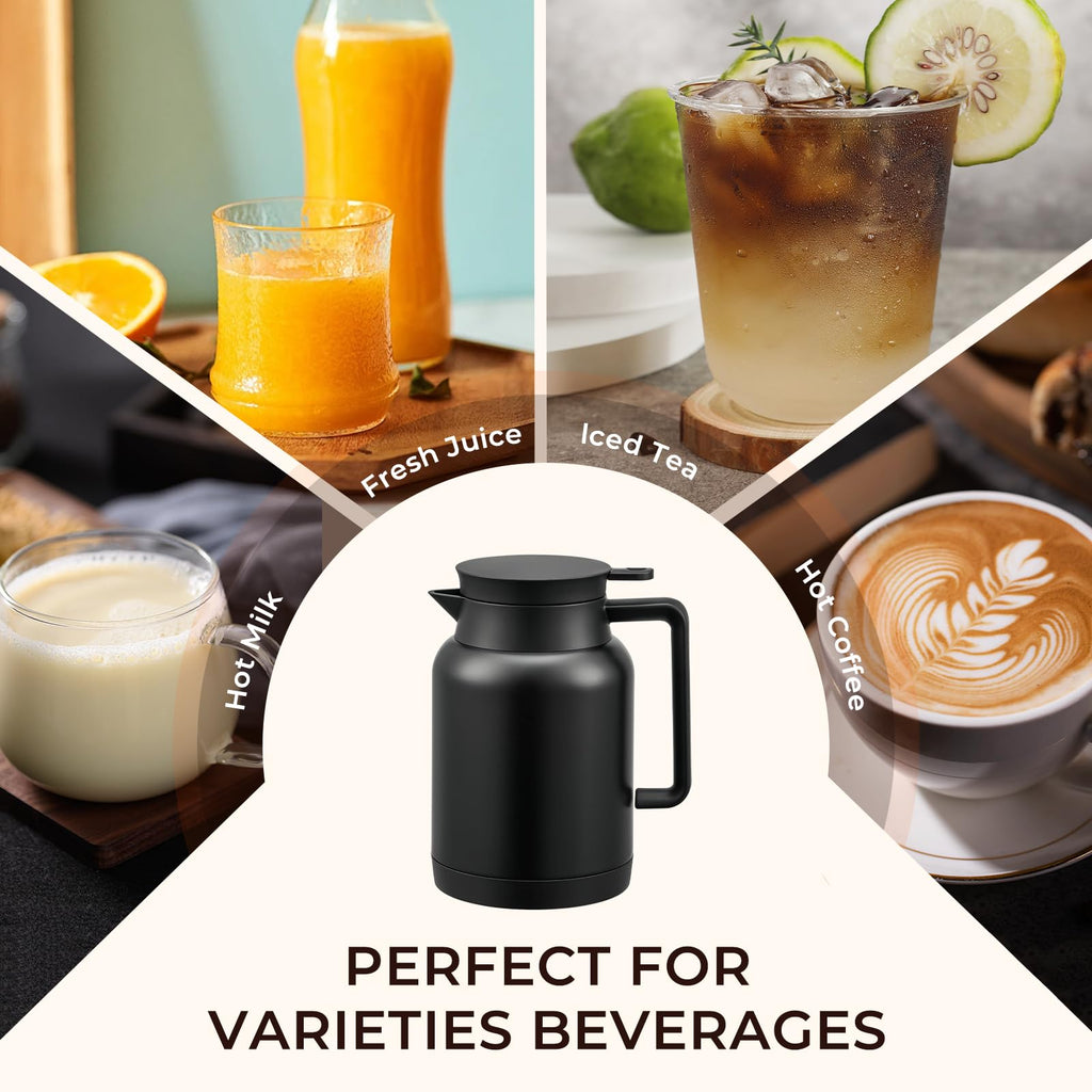 JXXM 2 Pack 49oz Thermal Coffee Carafe and 15oz Insulated Water Bottle, Stainless Steel Vacuum Thermal Carafes and Water Bottle for Keeping Coffee, Tea, Water - Keep 12 Hours Hot, 24 Hours Cold