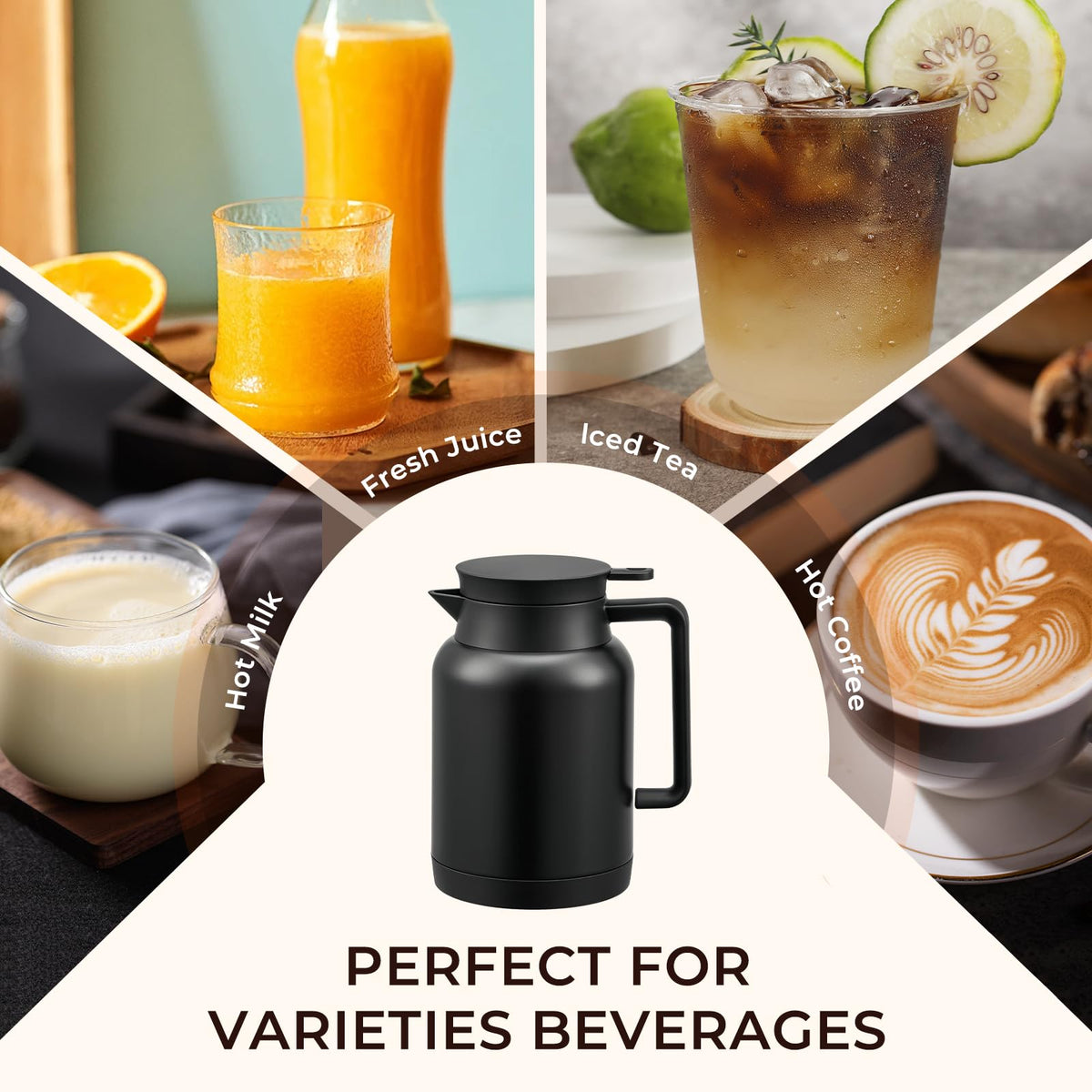 JXXM 2 Pack 49oz Thermal Coffee Carafe and 15oz Insulated Water Bottle, Stainless Steel Vacuum Thermal Carafes and Water Bottle for Keeping Coffee, Tea, Water - Keep 12 Hours Hot, 24 Hours Cold
