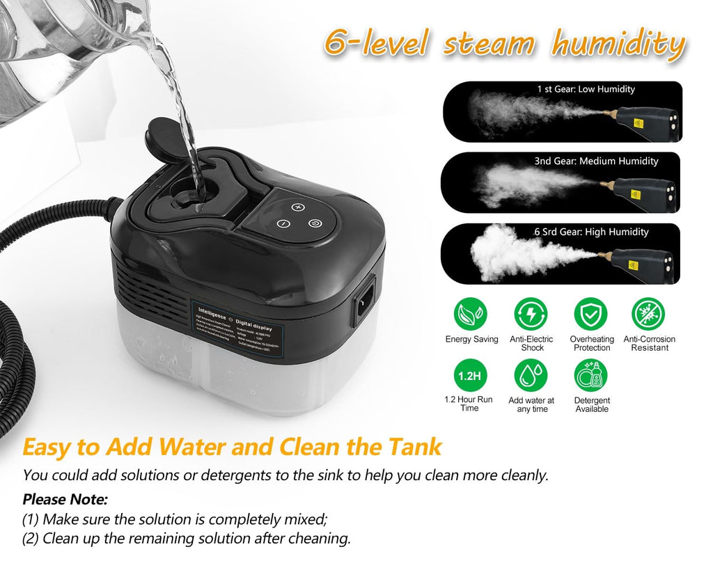 Foandbevi Handheld Steam Cleaner, 2500W High Pressure Multi-Surface Steam Cleaner for Home Use, Car Steamer For Cleaning Auto Detailing Kitchen Floors Tools