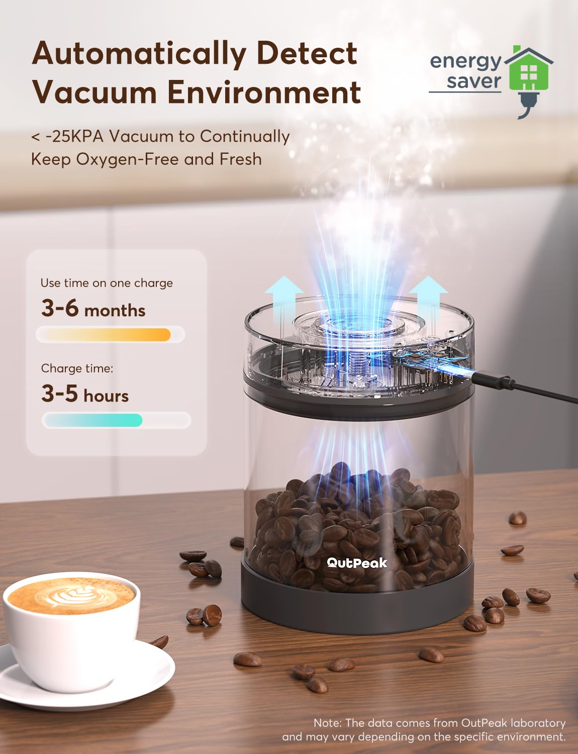 OUTPEAK Neo Latest Vacuum Coffee Canister, 0.5L for 4.6oz Coffee Beans, One-Button Operation, Small Airtight Coffee Canister with Scoop, Coffee Storage Container Stainless Steel (Champion's Choice)