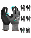 DULFINE MicroFoam Nitrile Coated 6 Pairs Work Gloves for Men Grey L