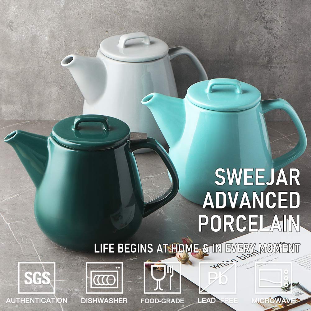 Sweejar 40oz Tea pot with Removable Stainless Steel Infuser,Dishwasher Safe Tea Pots for Loose Tea,Tea Pots with Infuser for Chrismas Women Gift (Gray)