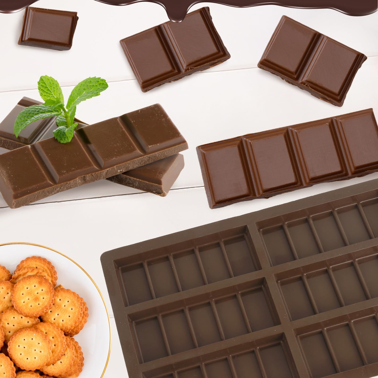 Fulietaobai Set of Chocolate Bar Mold, Chocolate Molds Silicone, Food Grade Dubai Chocolate Bar Mold, Candy Molds for Praline Candy (B)