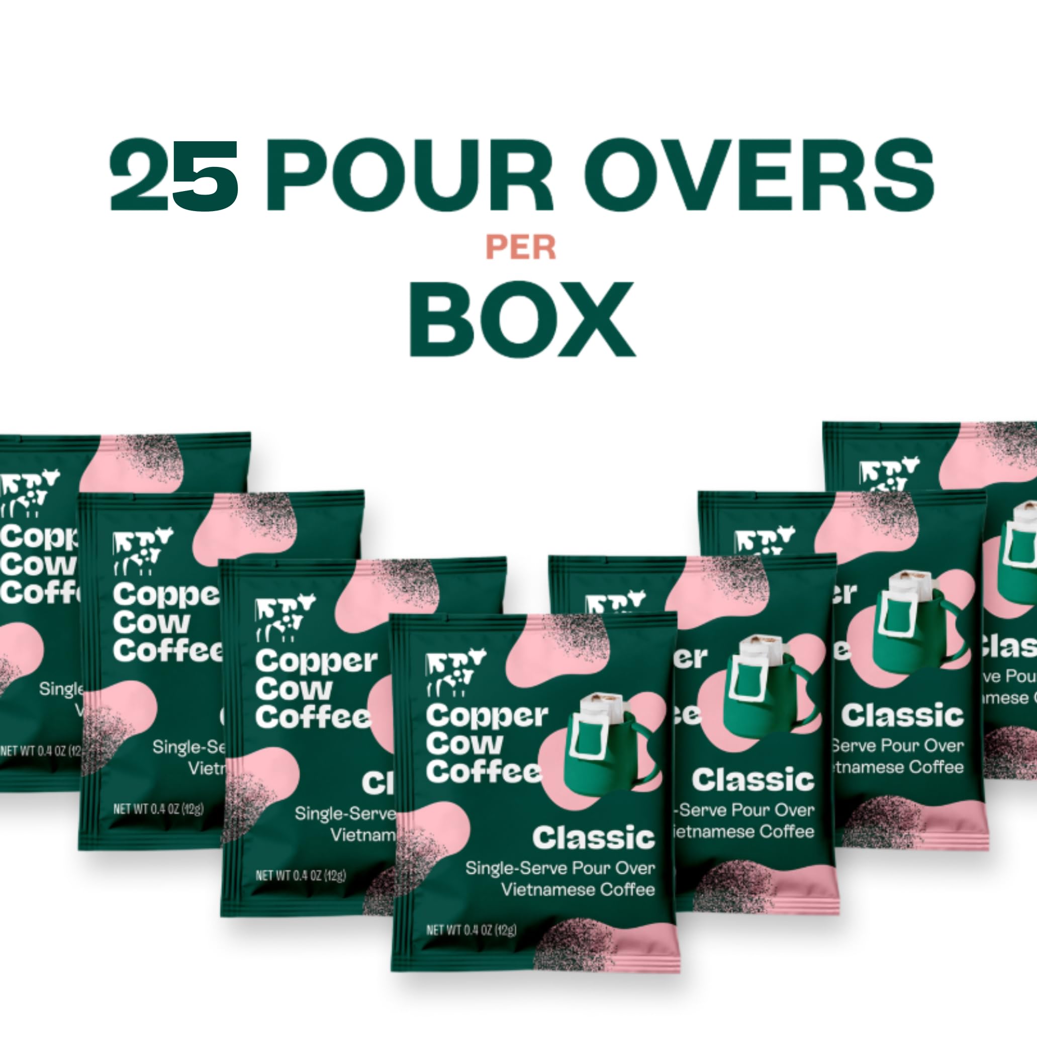 Copper Cow Coffee Vietnamese Pour Over Single Serve Dark Roast 25 Pack