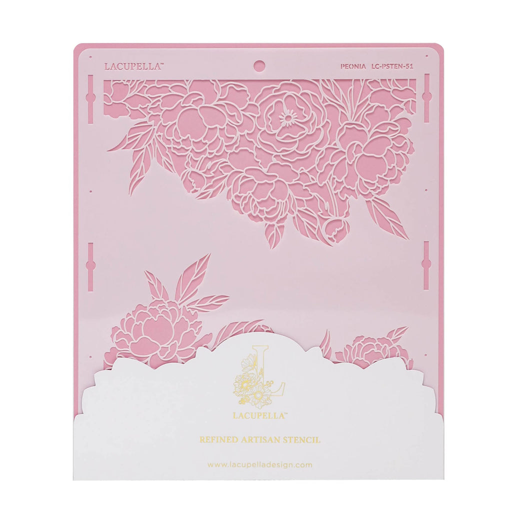 Lacupella Large Cake Decorating Stencil (PEONIA) Peony Flower Pattern