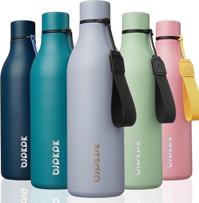 BJPKPK 18oz Insulated Water Bottle, Stainless Steel Bottle with Carry Strap