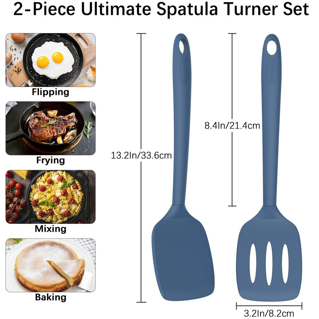 Coukre 2 Pack Silicone Spatula Set,High Heat Resistant, BPA-Free