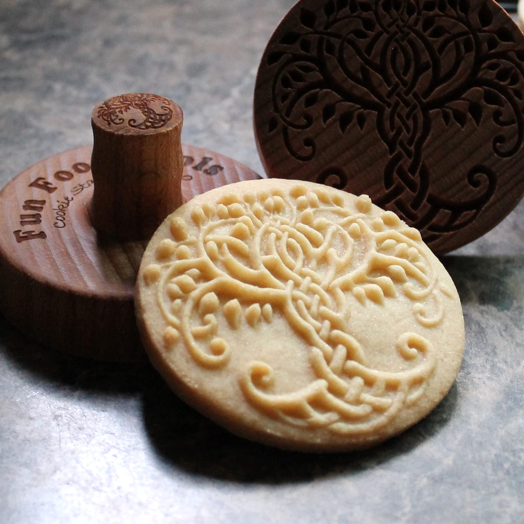 Fun Food Tools, Wood Cookie Stamp, 2.5 Inch (Celtic Tree CS-060)