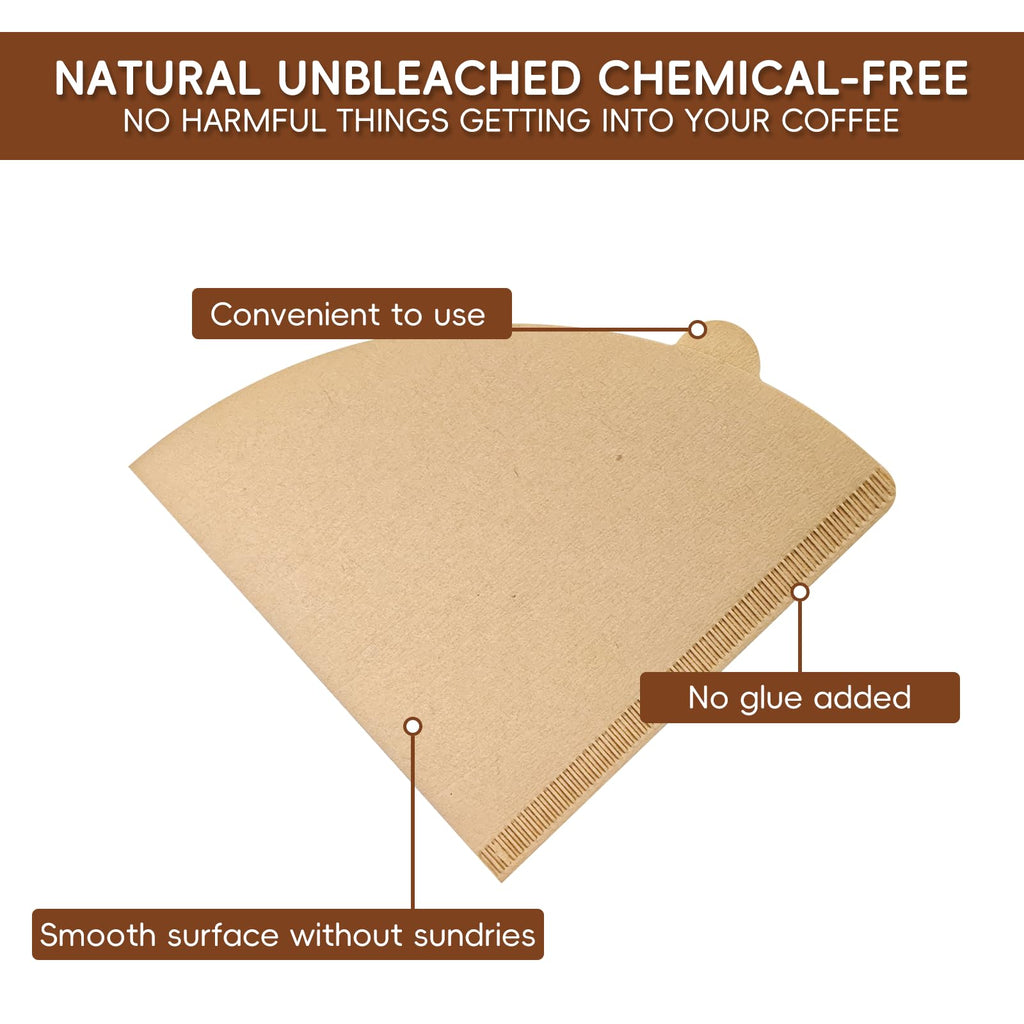 Gute 200Pcs Cone Coffee Filters 2-4 Cups,Unbleached Brown V02 for Pour Over