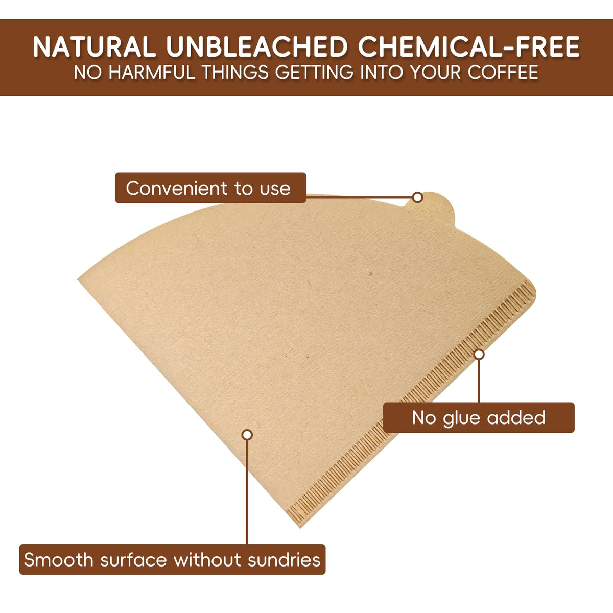 Gute 200Pcs Cone Coffee Filters 2-4 Cups,Unbleached Brown V02 for Pour Over