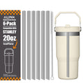 ALINK Stainless Steel Straws Compatible with Stanley Iceflow 20oz Flip Tumbler, 6 Pack Reusable Metal Straws for Stanley Ice Flow 20oz Cup Lid Only, Plus Straw Cleaner Brush