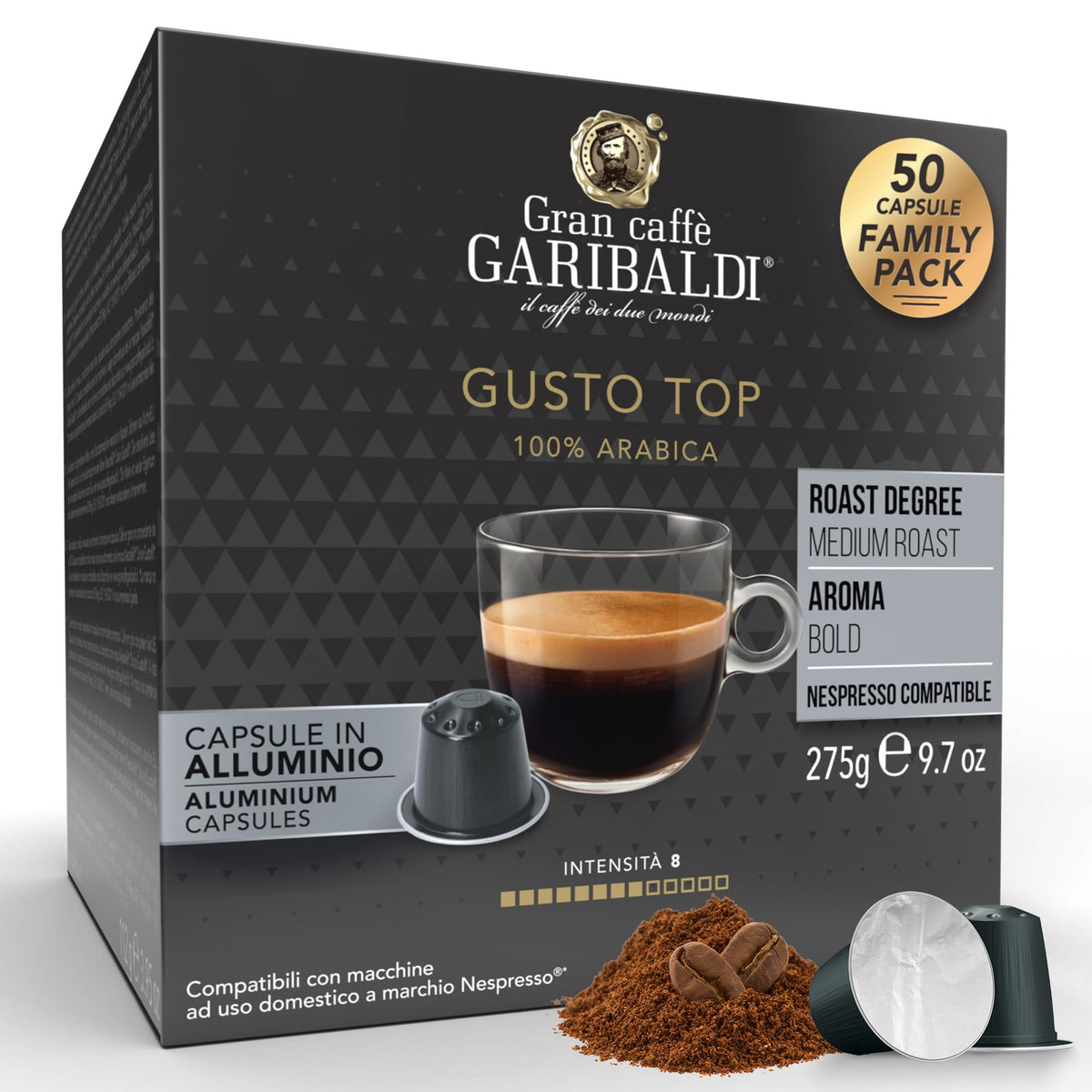 Gran Caffè Garibaldi Espresso Pods, Decaffeinato, 200 Count
