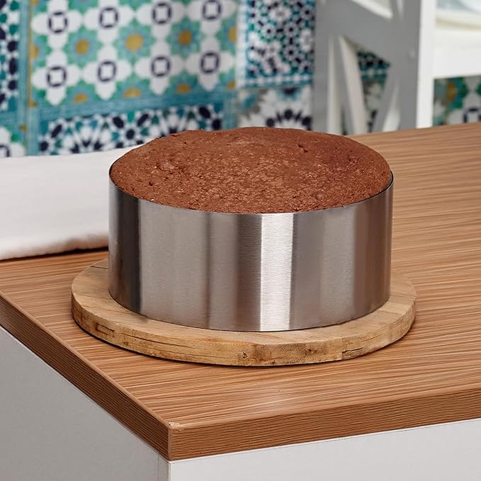 HARFINGTON Round Cake Ring 11 x 2 Inch Seamless Stainless Steel Pastry Mousse Dessert Ring Mirror Coating for Baking Cooking Making Tool