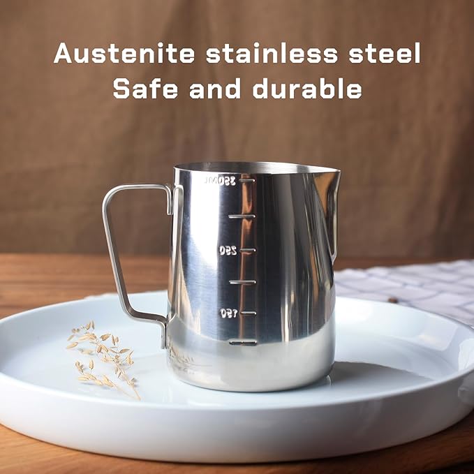 Milk Frothing Pitcher Steaming Pitchers Stainless Steel Milk/Coffee/Latte/Cappuccino Steam Pitchers Milk Jug Cup (600ml/20oz Single)