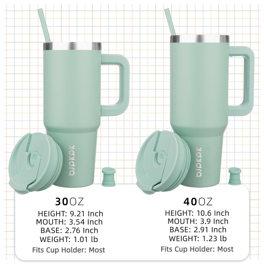 BJPKPK 40 oz Insulated Tumbler with Handle & Straw, Stainless Steel