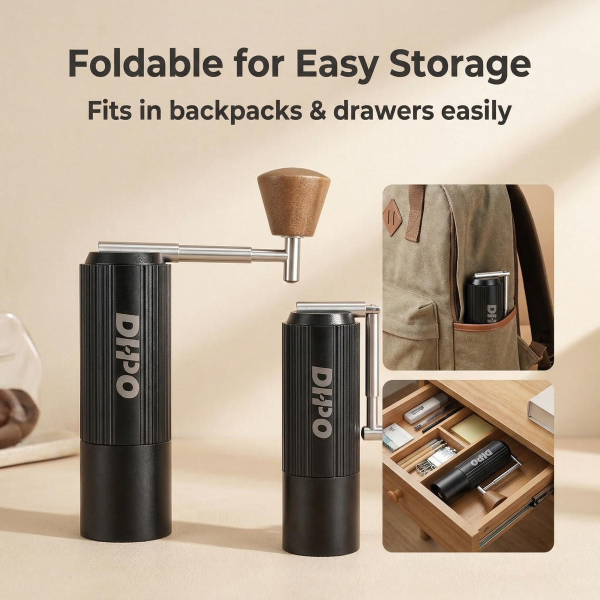 DHPO Manual Coffee Grinder, with Precision Stainless Steel Conical Burr