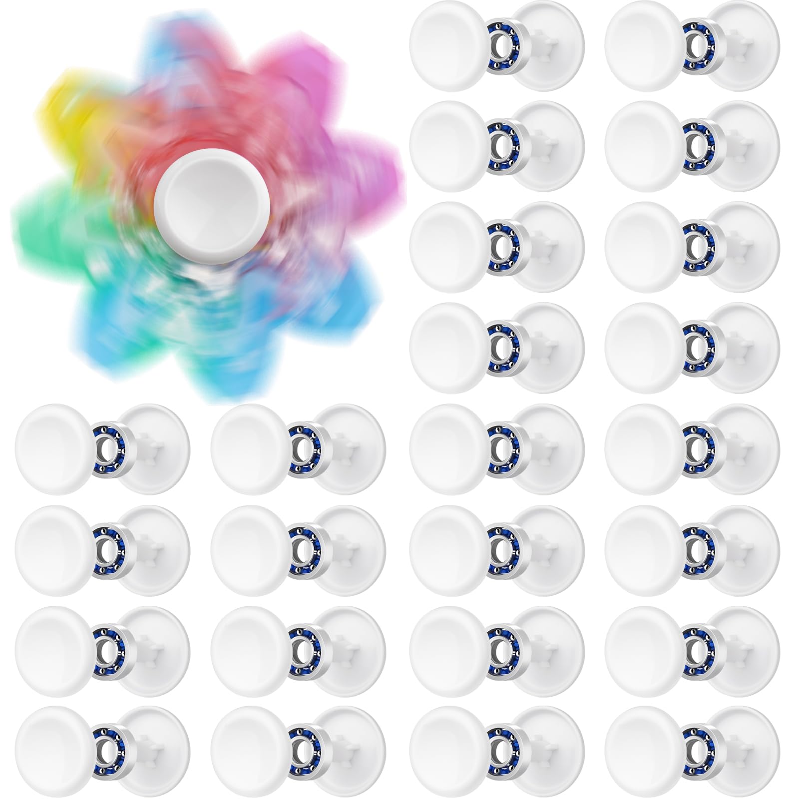 NiArt Fidget Spinner Bearings with Caps 24 Pack, Chrome Steel DIY Set
