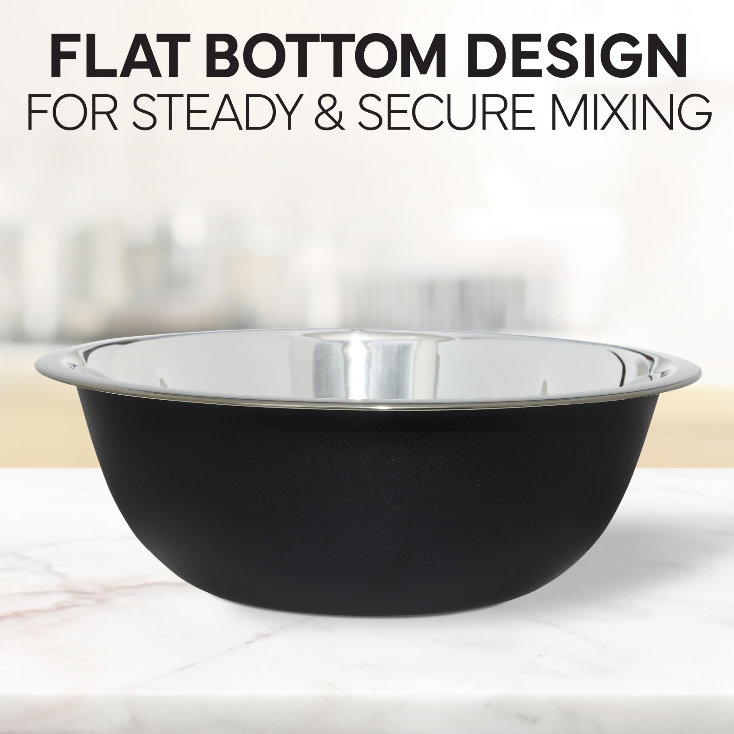 COOK WITH COLOR Stainless Steel Mixing Bowls Set - Nesting Bowls, 6 Pieces, Black