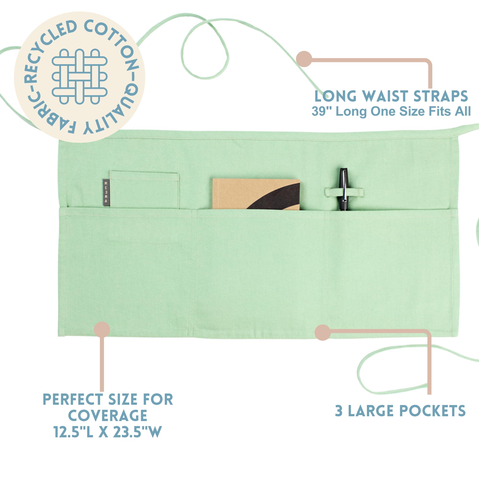 MEEMA Chef Waist Aprons for Women with Pockets, Adjustable Cooking Aprons