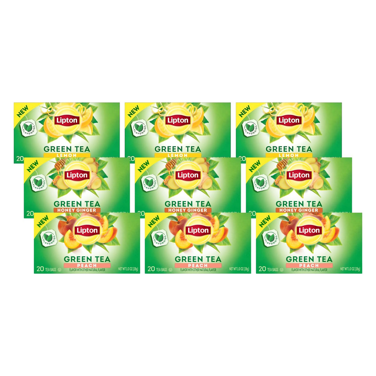 Lipton Peach Green Tea Bags, 20 Total Tea Bags