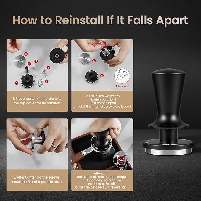 MHW-3BOMBER 51mm Coffee Tamper, Espresso Daul Spring Loaded Tamper with Ripple Base, Coffee Hand Tampers fit 51mm Portafilter, Self Leveling Espresso Machine Tampers for Barista,T5999-OS