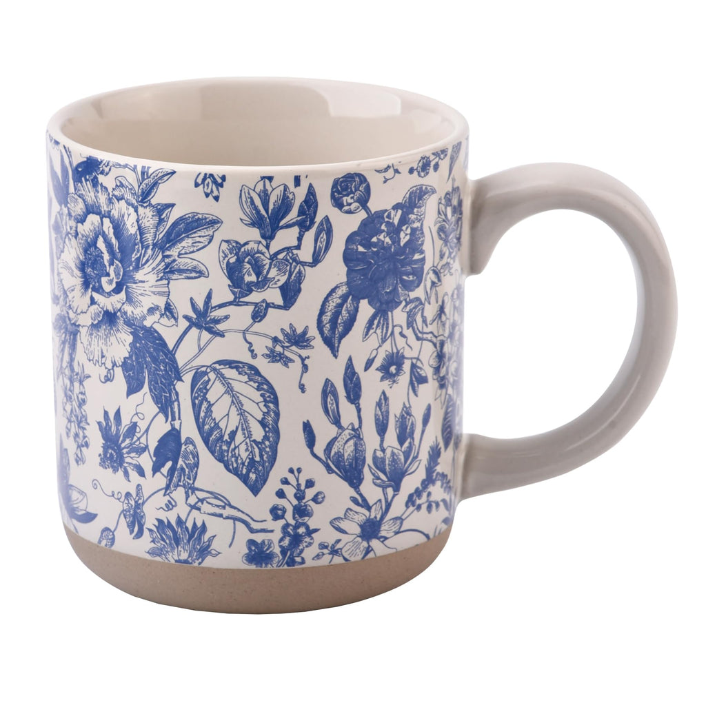 Sweet Water Decor Blue Delft Stoneware Coffee Mugs - 14oz Cute Coffee Mugs for Hot & Cold Drinks - Dishwasher & Microwave Safe - Spring Home Decor and Gift - Ideal Tea & Espresso Mugs