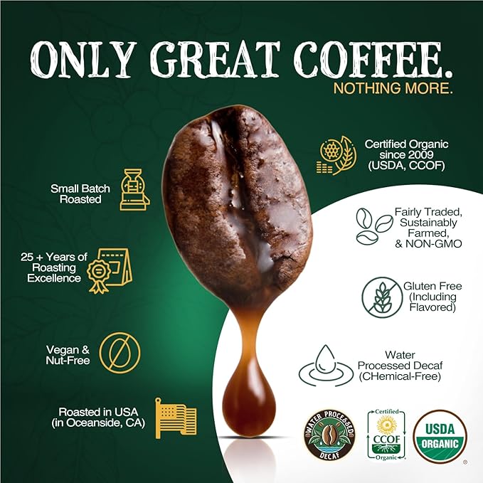 The Bean Organic Coffee Company Water Processed DECAF Vanilla Cinnamon Spice, Medium Roast, Whole Bean Coffee, 5-Pound Bag