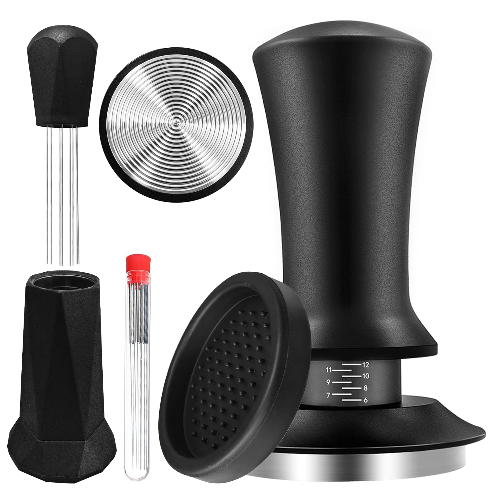 58mm Espresso Accessories Kit, Espresso Tamper Tools, 58mm Tamper with Espresso Distribution Tool and Silicone Tamper Mat, Coffee Tamper Set, Espresso Machine Accessories for 58mm Portafilters