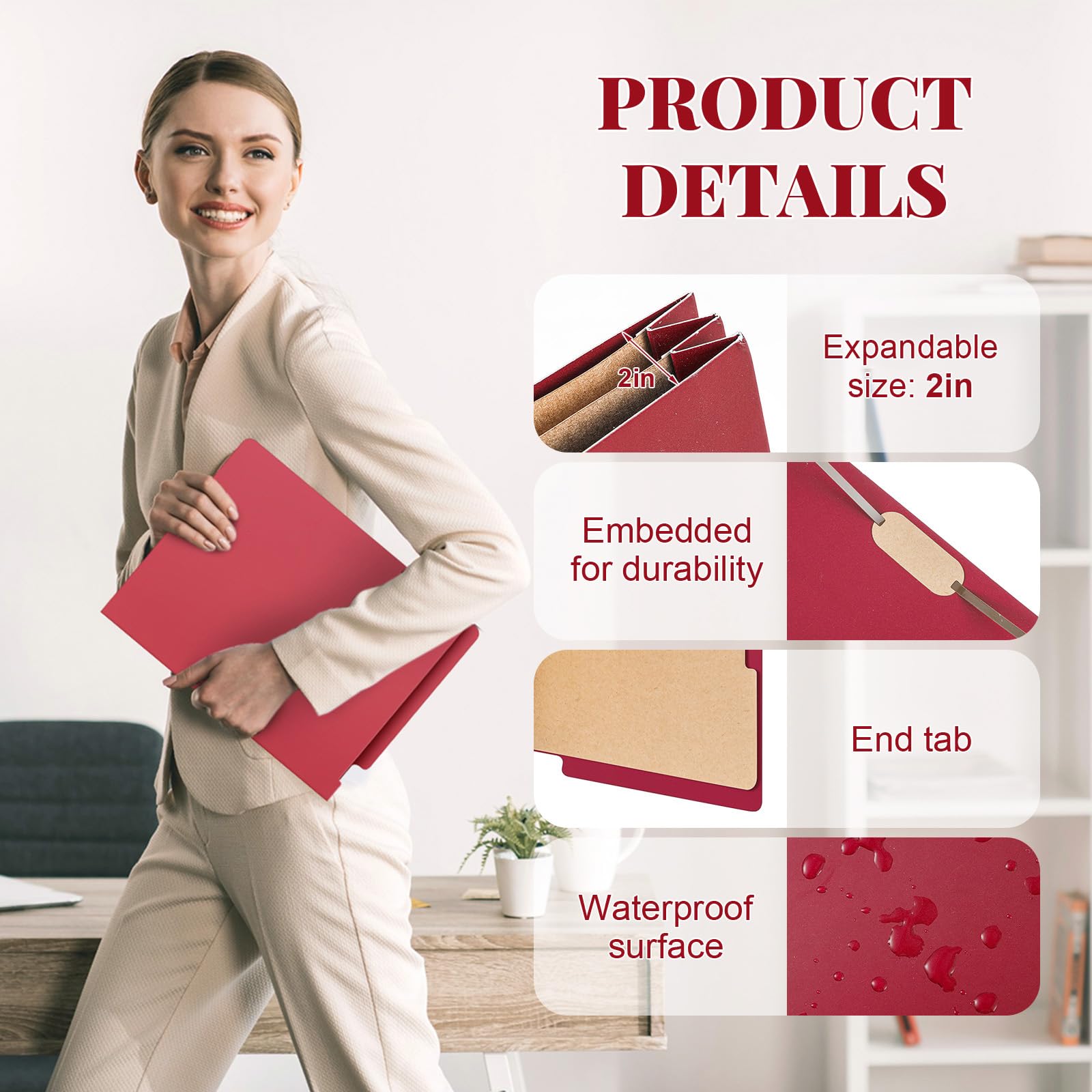 Skyygemm 24 Pack Classification Folders, Letter Size,2 Dividers,Dark Red