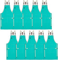10 Pack Kitchen Aprons, Work Apron, Canvas, Multiple Pockets, Gardening, Painting, BBQ, Artist, Carpenter, Sizes M to XXL, Ice Blue