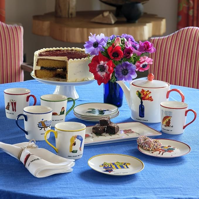 Spode Kit Kemp 12oz Doodle Mug | An Apple A Day- Unique Doodle Pattern | Fine China | Dishwasher Safe | For Coffee and Tea | Ideal Celebration Gift | Home or Office Use