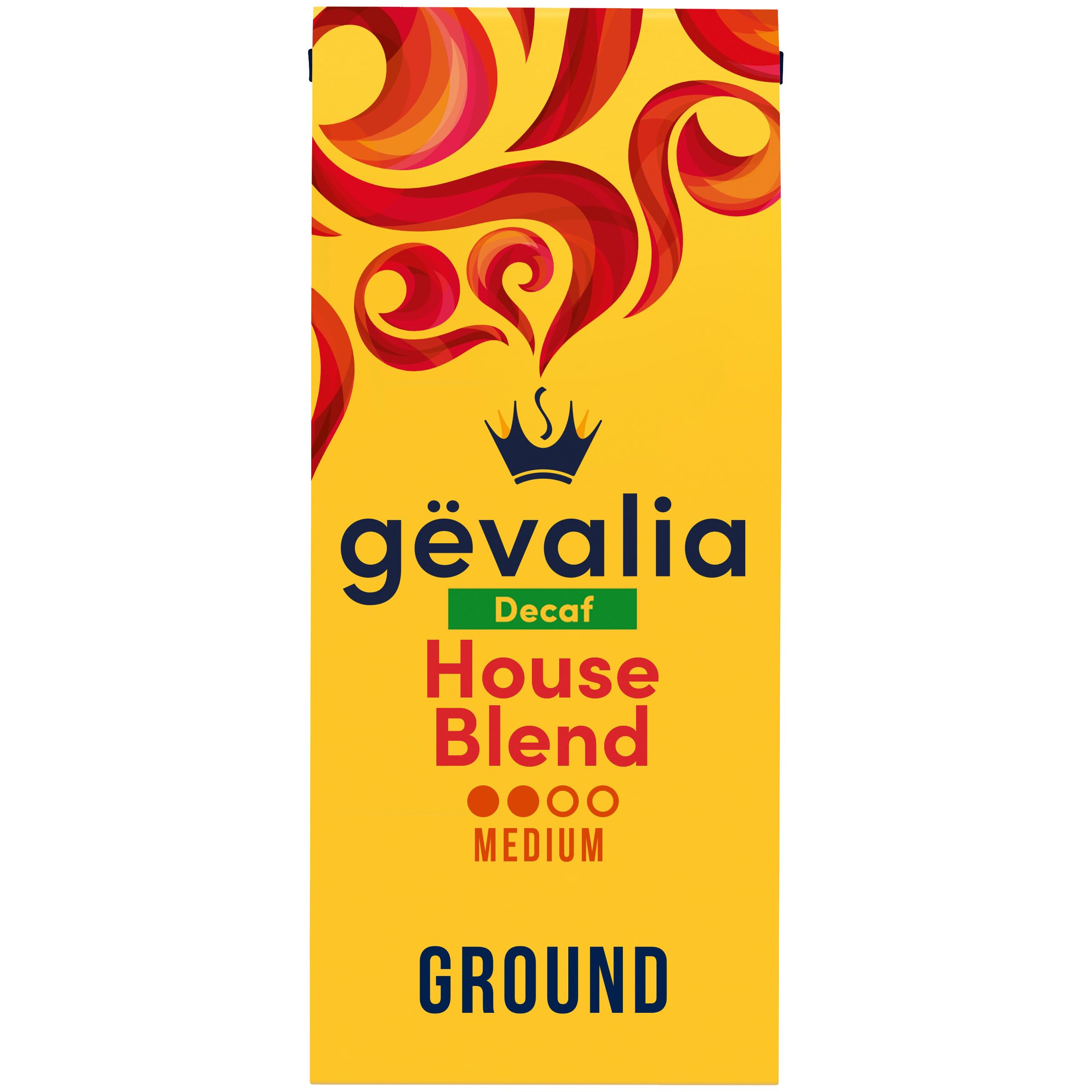 Gevalia Ground Coffee, House Blend Decaf Medium Roast, 12 oz Bag