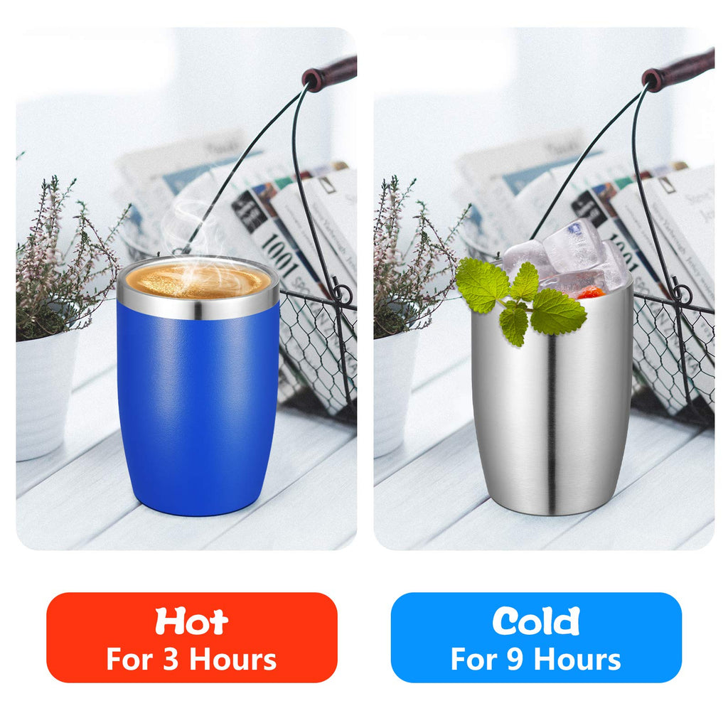 VEGOND Stainless Steel 12 oz Tumblers bulk Vacuum Insulated Double Wall Travel Tumbler with Lid and Straw Reusable Tumbler, Stainless 1 Pack