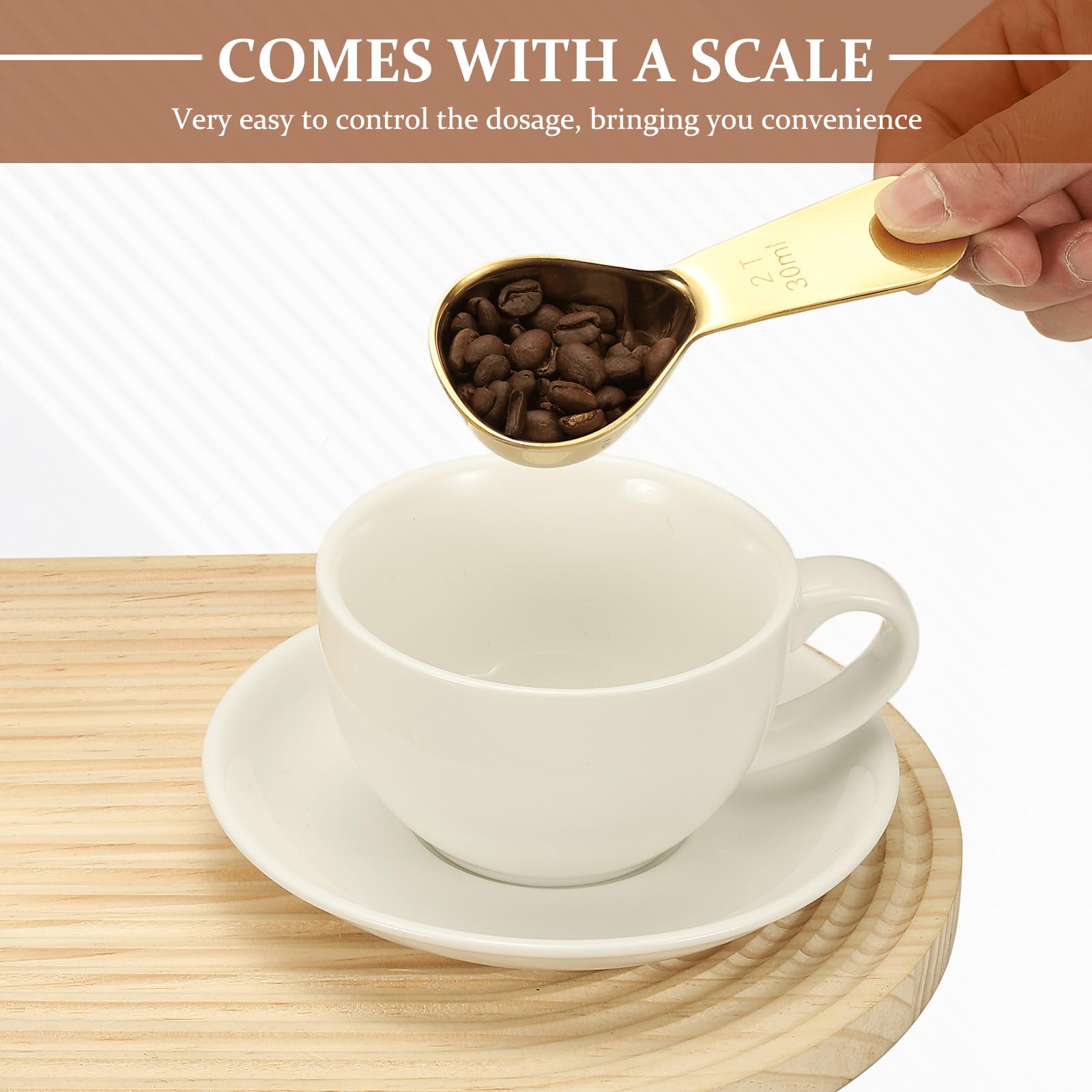 uxcell 2Pcs Stainless Steel Coffee Scoop, 30ml Short Handle Measuring Spoon for Ground Coffee Tea Sugar Kitchen Gifts, Black